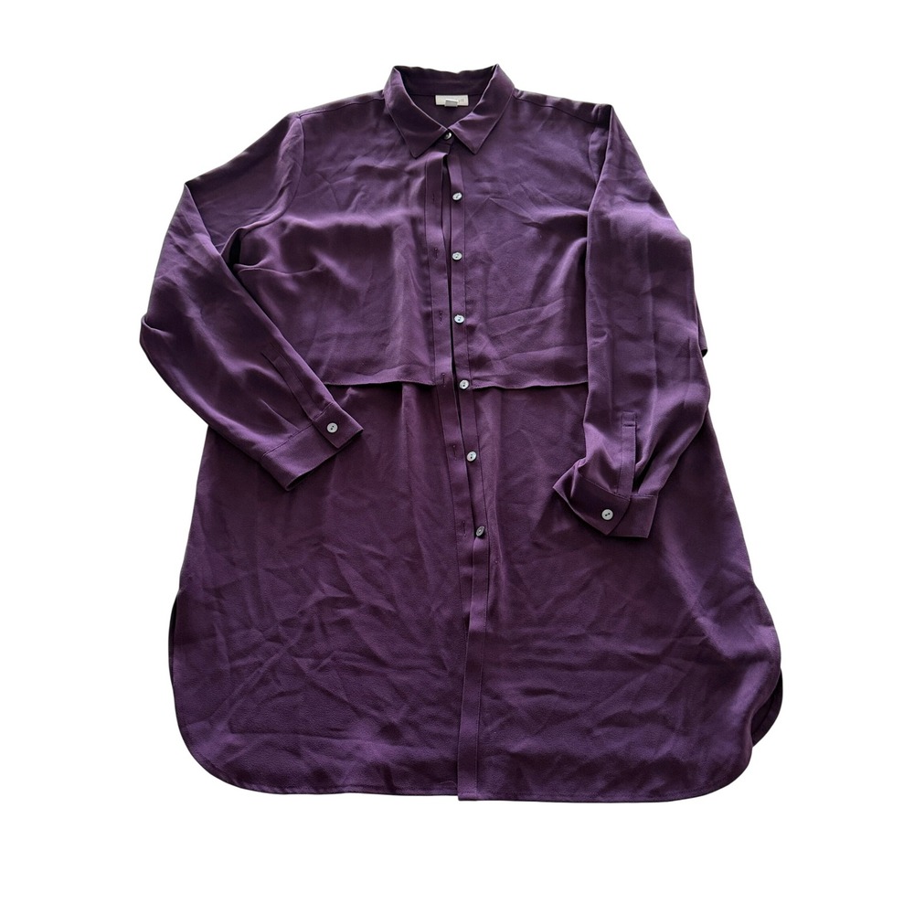 J. Jill Purple Button Down Tunic Long Sleeve Double Layer Storm Flap Top Medium
